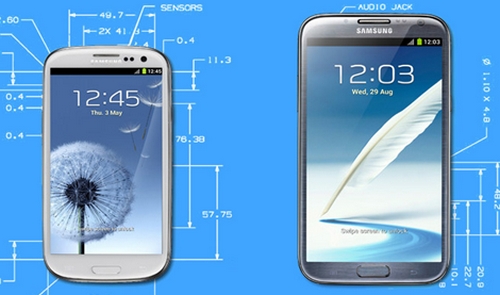 Габариты Galaxy S3 и Galaxy Note 2 