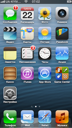 Количество иконок в настоящем iPhone 5